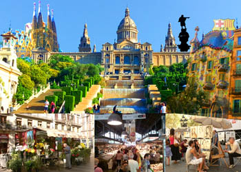 La Rambla, Mercat La Boqueria, Palau Nacional, Sagrada Familia, Monument a Colom, Casa Milà