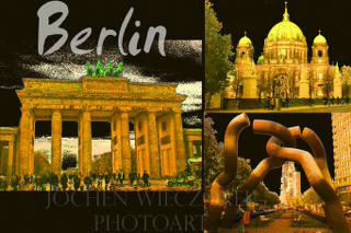 Dom, Brandenburger Tor, Skulptur mit Gedächtniskirche im Hintergrund